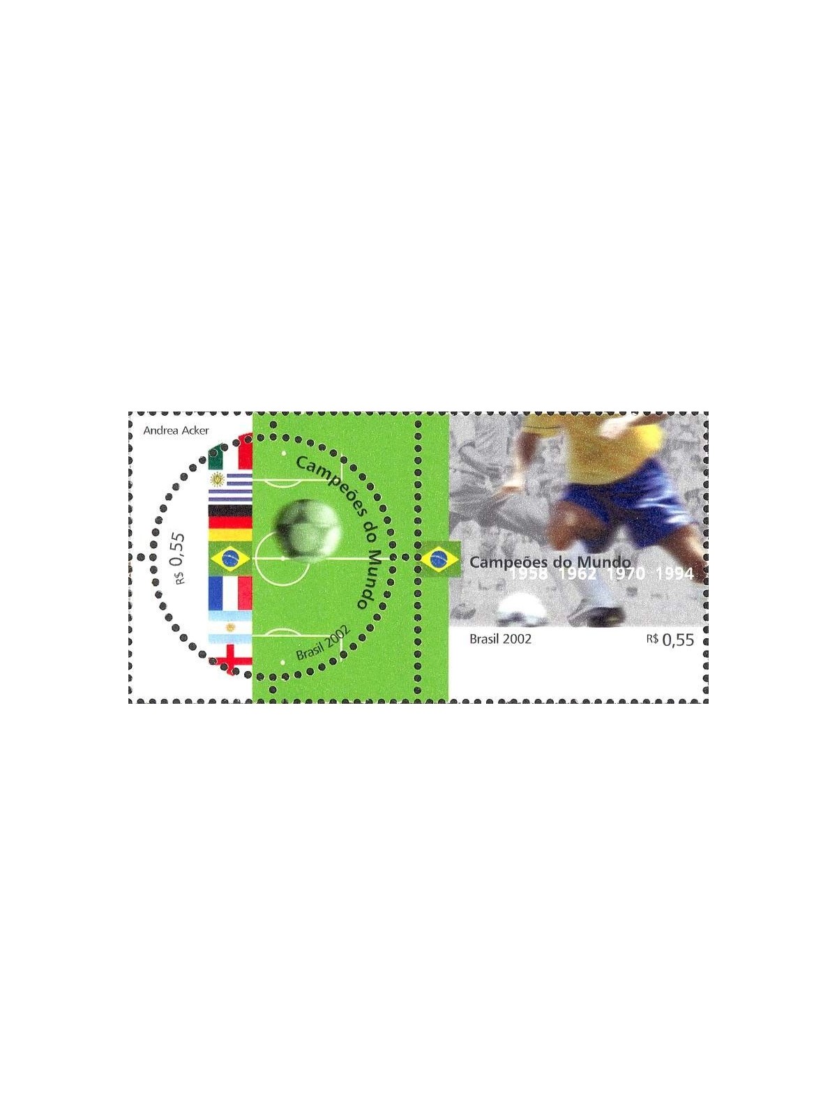 BRAZIL 2002 Football World Cup 2v MNH**