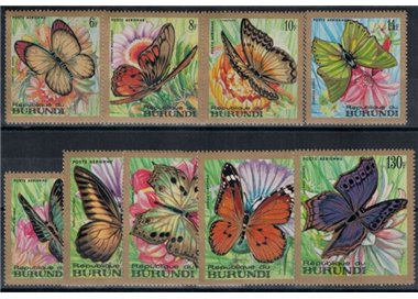 BURUNDI 1968 Farfalle, posta aerea 9v MNH**