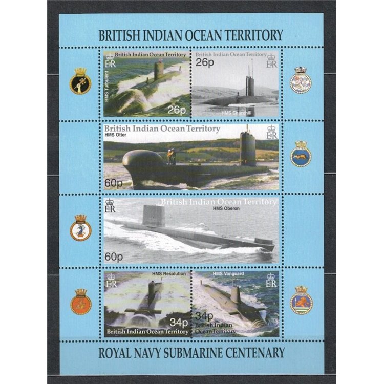 BRITISH INDIAN OCEAN TERRITORY 2001 Sottomarini 6v MNH**