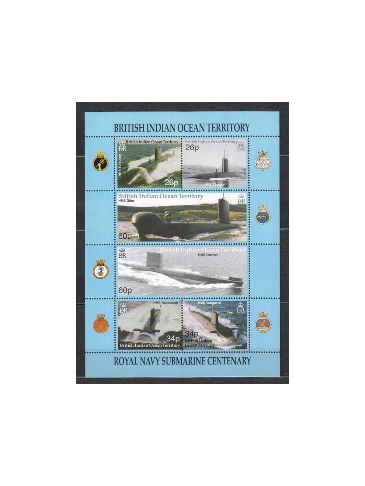 BRITISH INDIAN OCEAN TERRITORY 2001 Sottomarini 6v MNH**