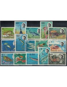 TERRITORIO BRITANNICO DELL'OCEANO INDIANO 1968 Fauna marina 15v MNH**