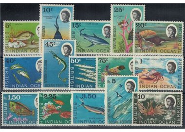 BRITISH INDIAN OCEAN TERRITORY 1968 Marine Life 15v MNH**