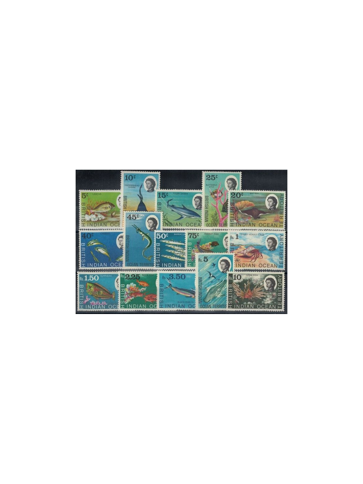 BRITISH INDIAN OCEAN TERRITORY 1968 Marine Life 15v MNH**