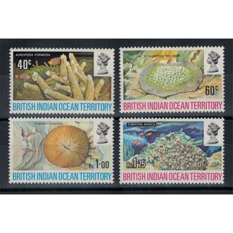 BRITISH INDIAN OCEAN TERRITORY 1972 Coral Reef Fauna 4v MNH**