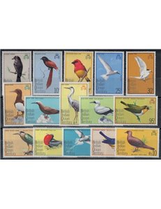 BRITISH INDIAN OCEAN TERRITORY 1975 Serie ordinaria, uccelli 15v MNH**