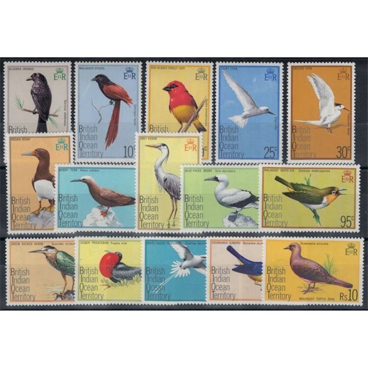 BRITISH INDIAN OCEAN TERRITORY 1975 Definitives, Birds 15v MNH**
