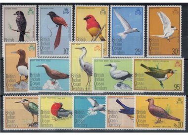 BRITISH INDIAN OCEAN TERRITORY 1975 Definitives, Birds 15v MNH**