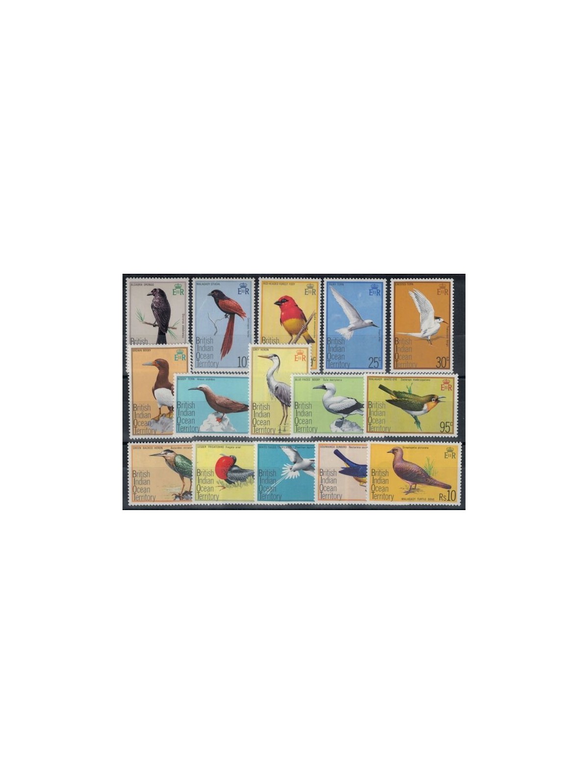 BRITISH INDIAN OCEAN TERRITORY 1975 Definitives, Birds 15v MNH**