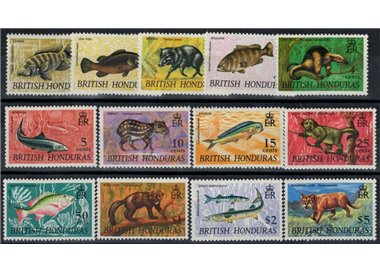 BRITISH HONDURAS 1968-69 Fauna, animals 13v MNH**