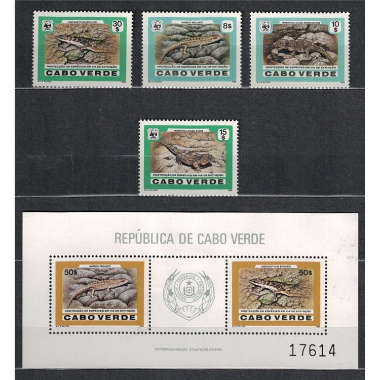CAPE VERDE 1986 WWF, Endangered species 4 v + 1 s/s