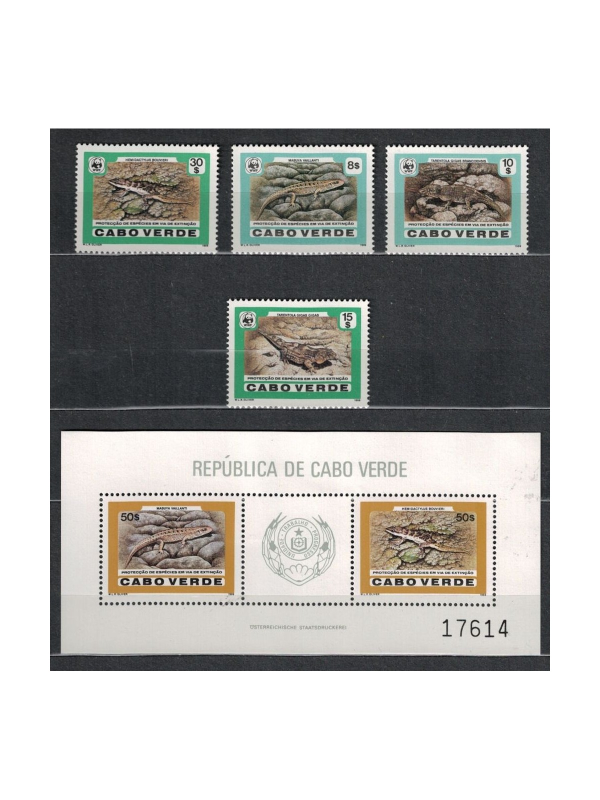 CAPE VERDE 1986 WWF, Endangered species 4 v + 1 s/s