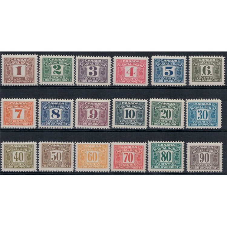CANADA 1940 Postal bags, services - Postal scrip, services 18v MNH**