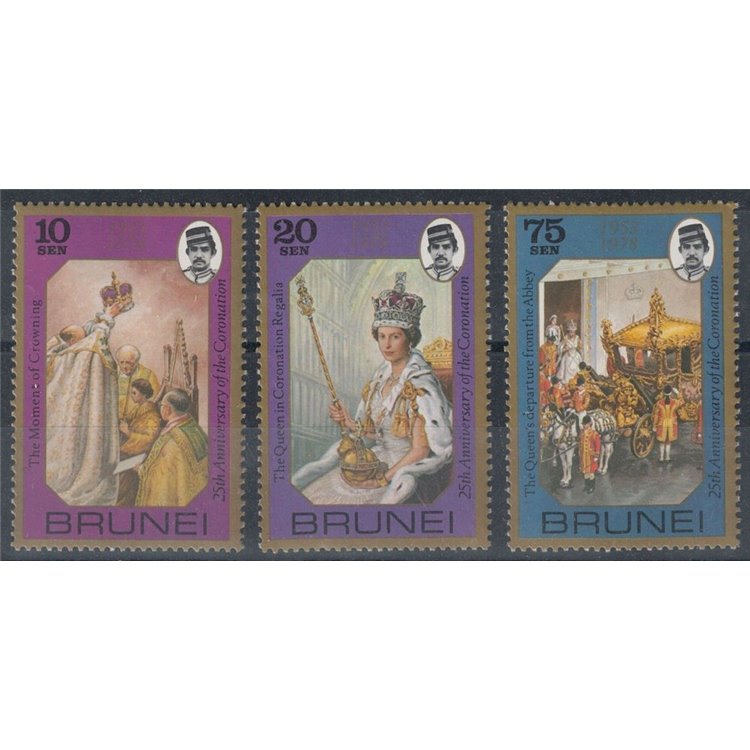 BRUNEI 1978 Silver Jubilee 3v MNH**