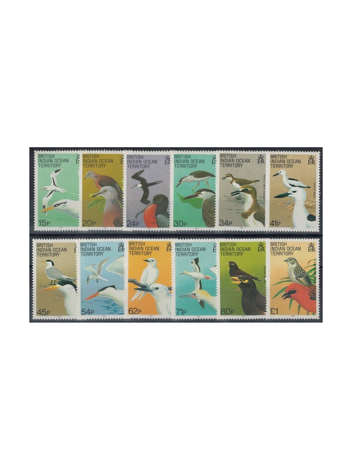 BRITISH INDIAN OCEAN TERRITORY 1990 Fauna, birds 12v MNH**