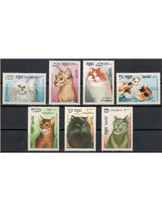 CAMBOGIA 1988 Esposizione filatelica Juvalux, gatti 7v MNH**