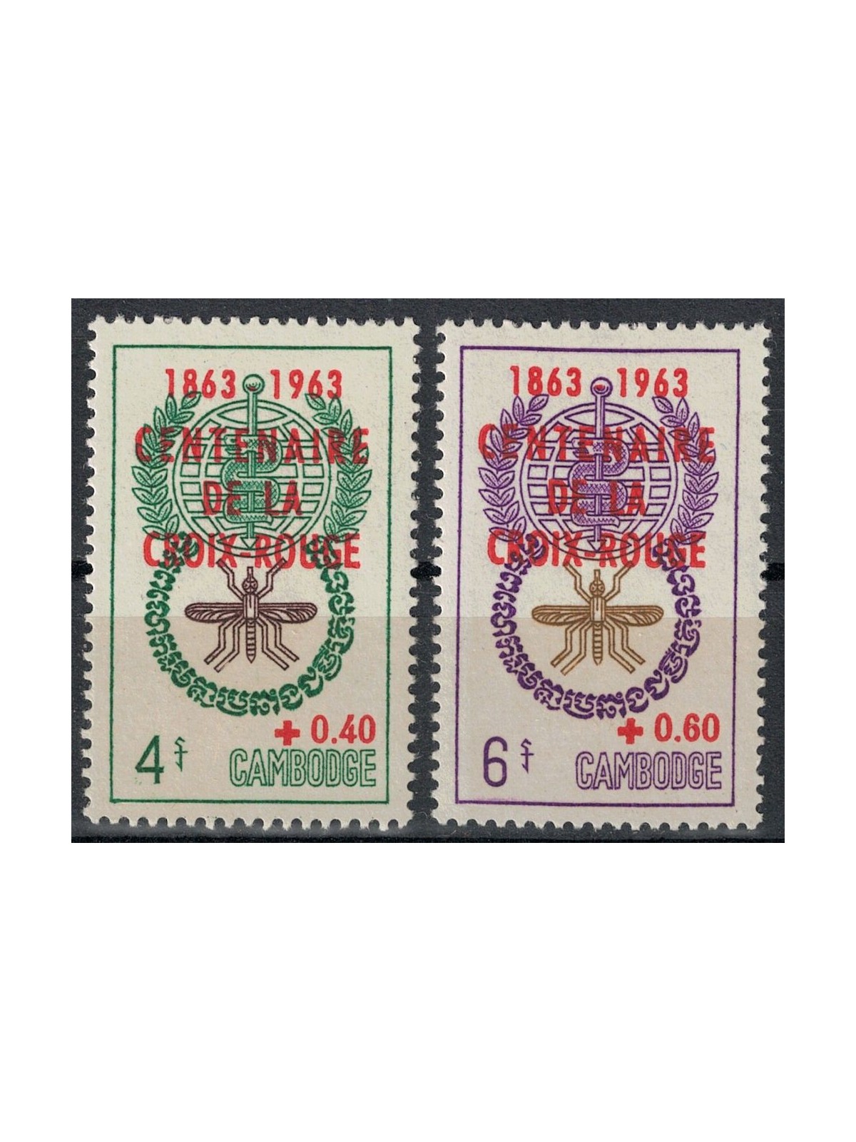 CAMBODIA 1963 Red Cross 2v MNH**