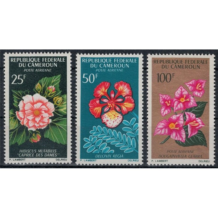 CAMERUN 1966 Fiori diversi, posta aerea 3v MNH**