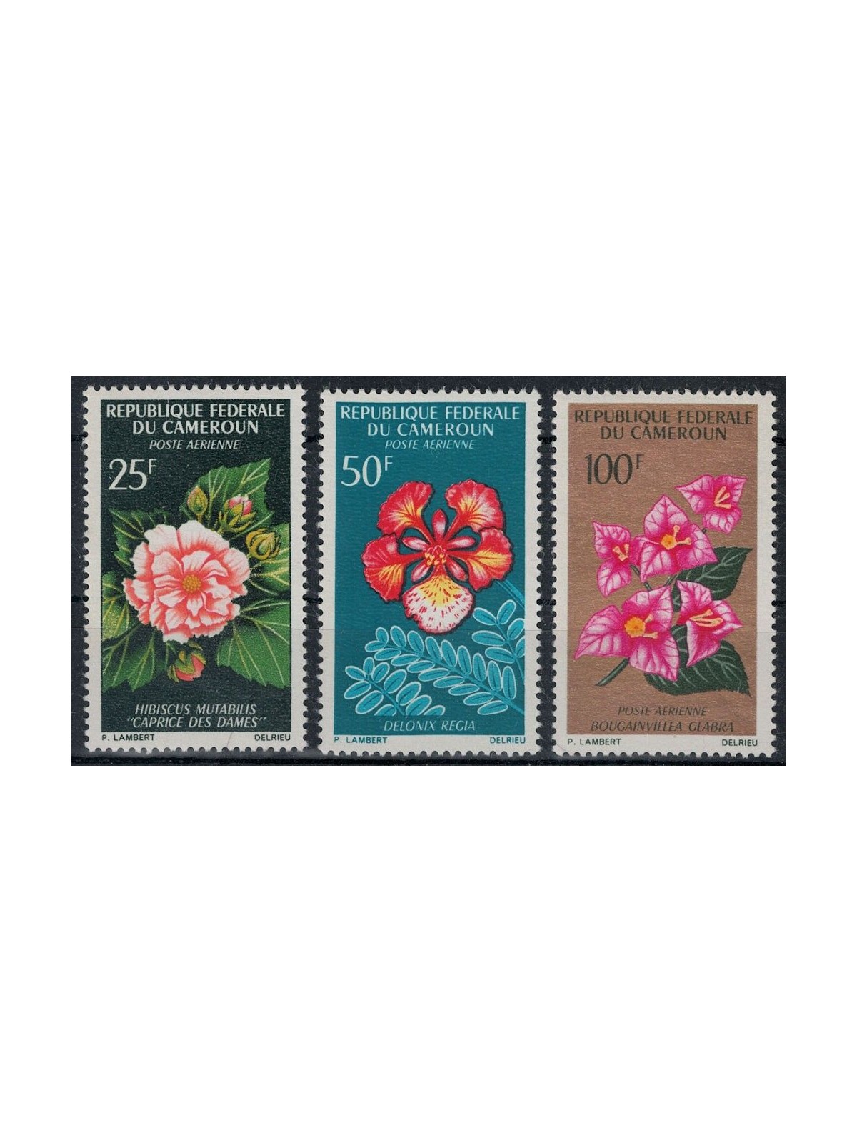 CAMERUN 1966 Fiori diversi, posta aerea 3v MNH**