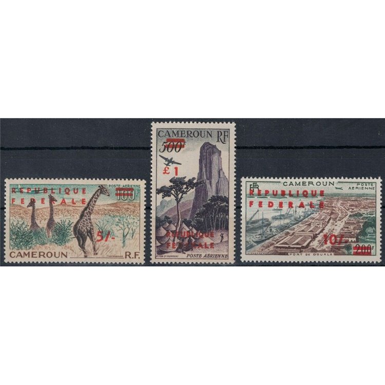 CAMERUN 1961 Riunificazione (soprastampati), posta aerea 3v MNH**