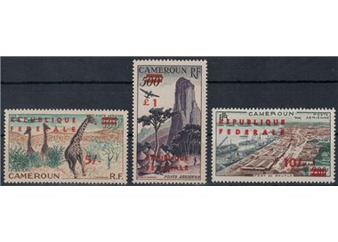 CAMERUN 1961 Riunificazione (soprastampati), posta aerea 3v MNH**