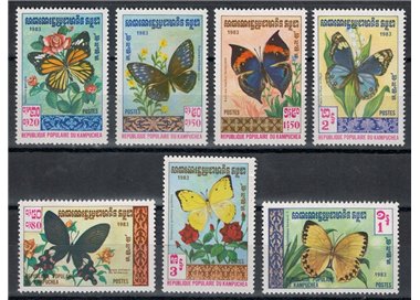 CAMBOGIA 1983 Fauna, farfalle 7v MNH**