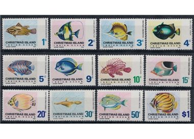 CHRISTMAS ISLAND 1968-70 Serie ordinaria, pesci 12v MNH**