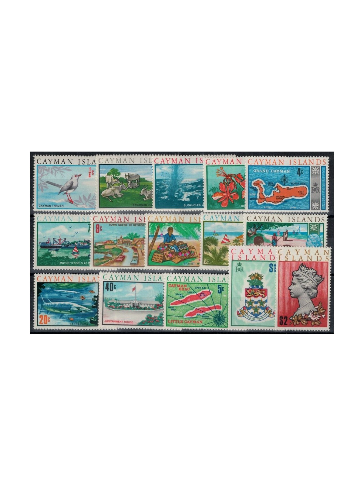 CAYMAN 1970 Serie ordinaria 15v MNH**