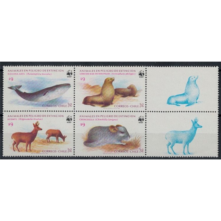 CILE 1984 WWF, animali 4v MNH**