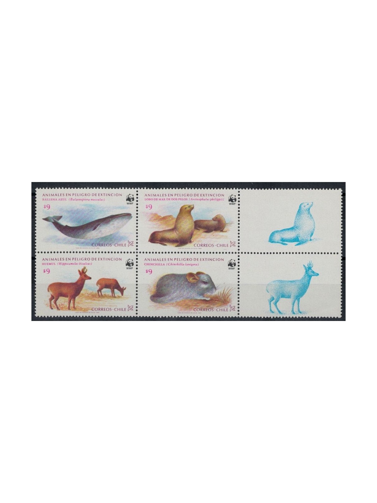 CILE 1984 WWF, animali 4v MNH**