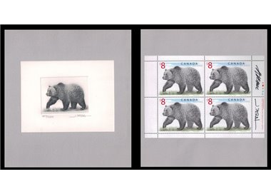 CANADA 1997 Grizzly Bear, Trial + Sheet signed by the artist and engraver