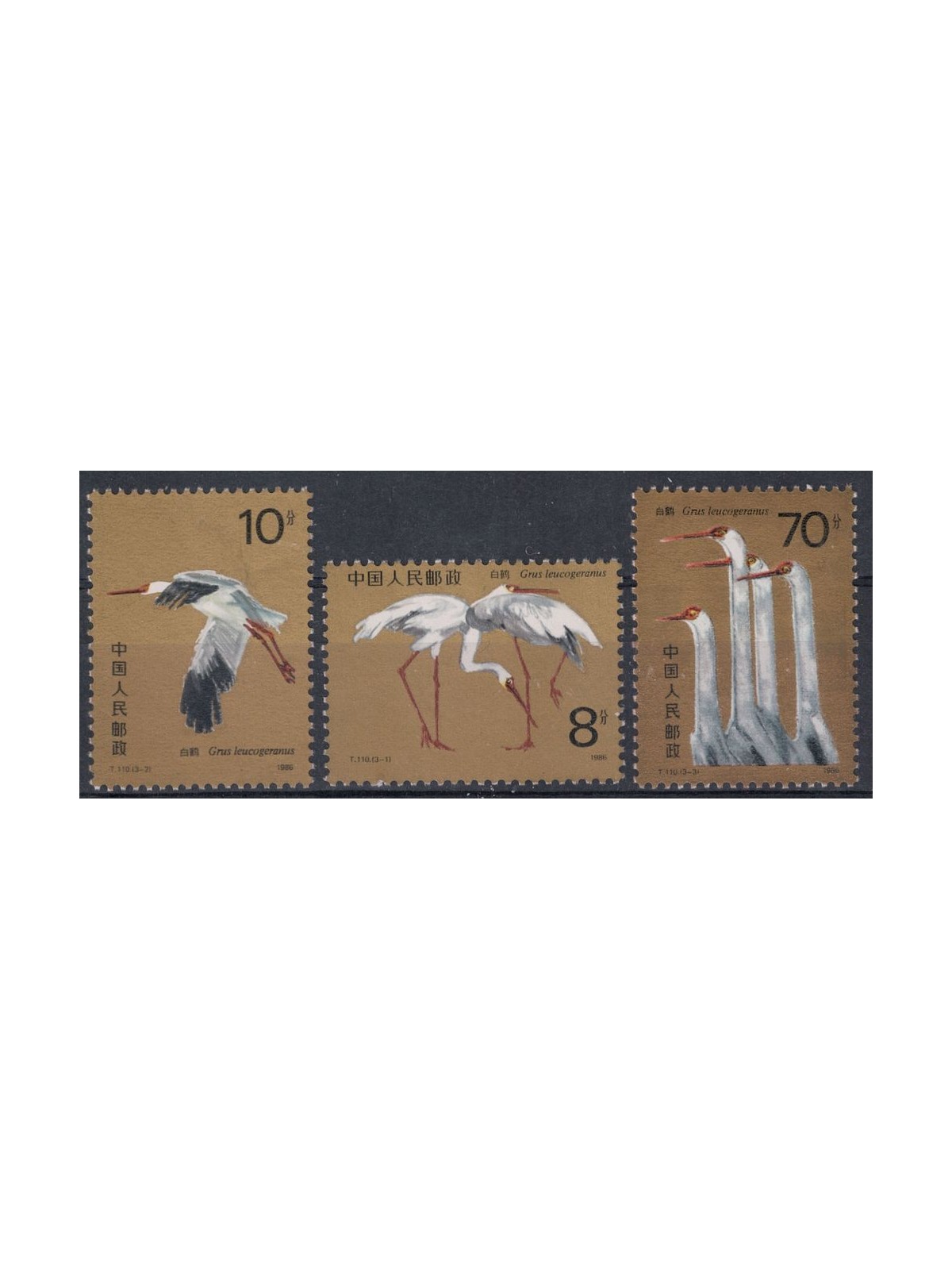 CINA 1986 Fauna, uccelli, gru bianca 3v MNH**