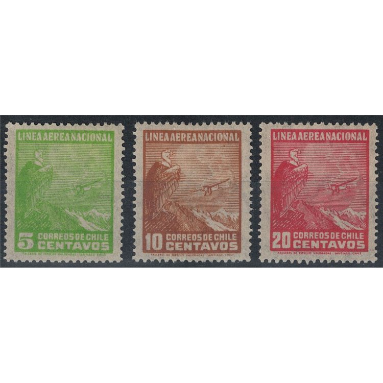 CHILE 1931 Landscapes, airmail 3v MH*