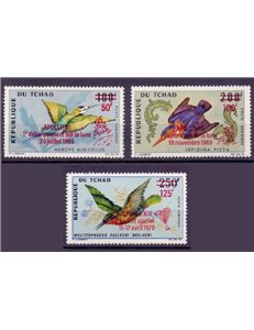 CHAD 1970 Space, Apollo, birds 3v MNH**