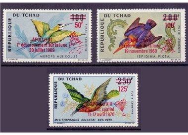 CHAD 1970 Space, Apollo, birds 3v MNH**