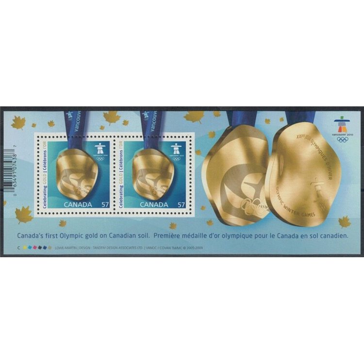 CANADA 2010 Olympic Games Vancouver, Gold Medal s/s MNH**