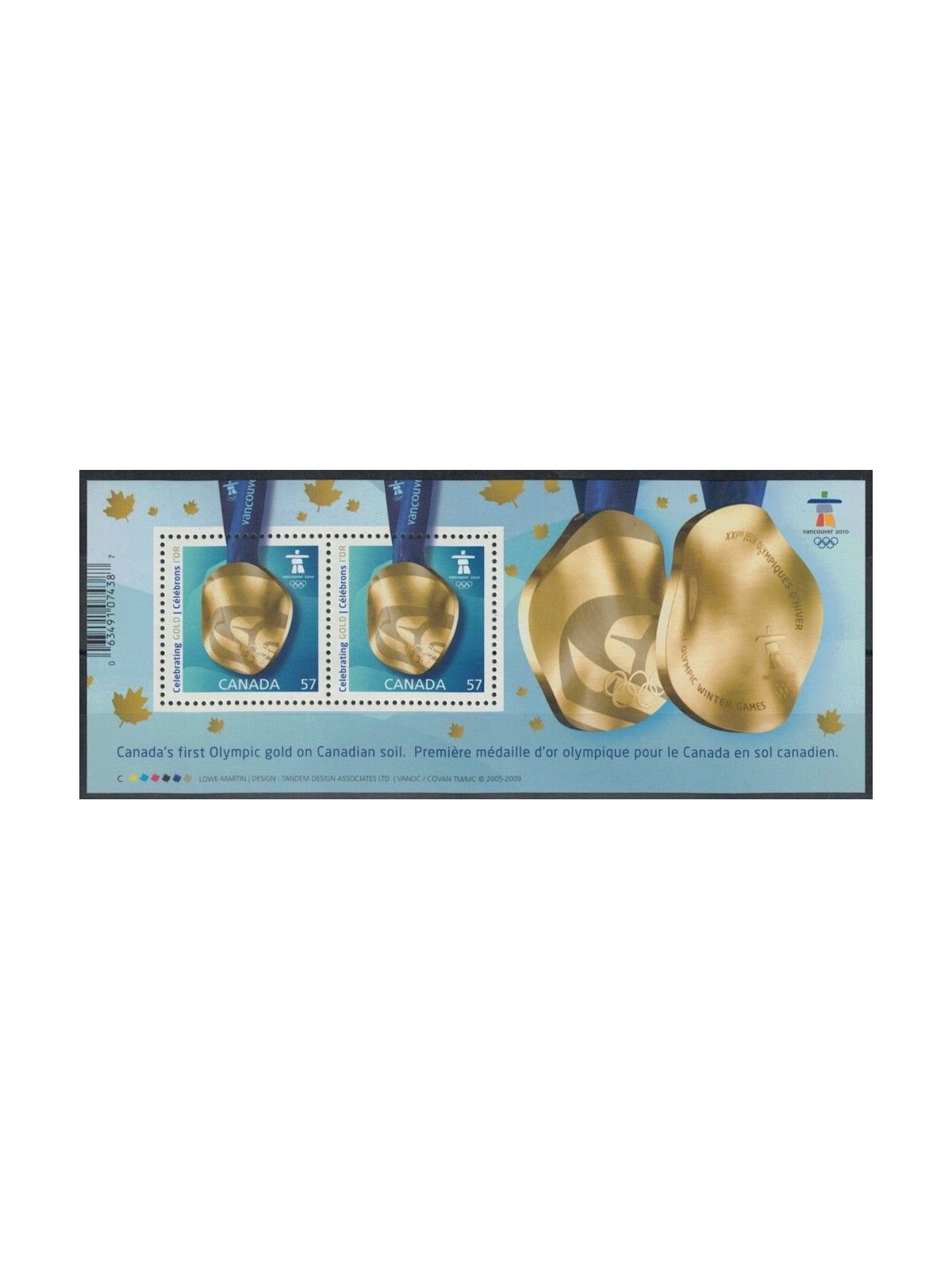 CANADA 2010 Olympic Games Vancouver, Gold Medal s/s MNH**