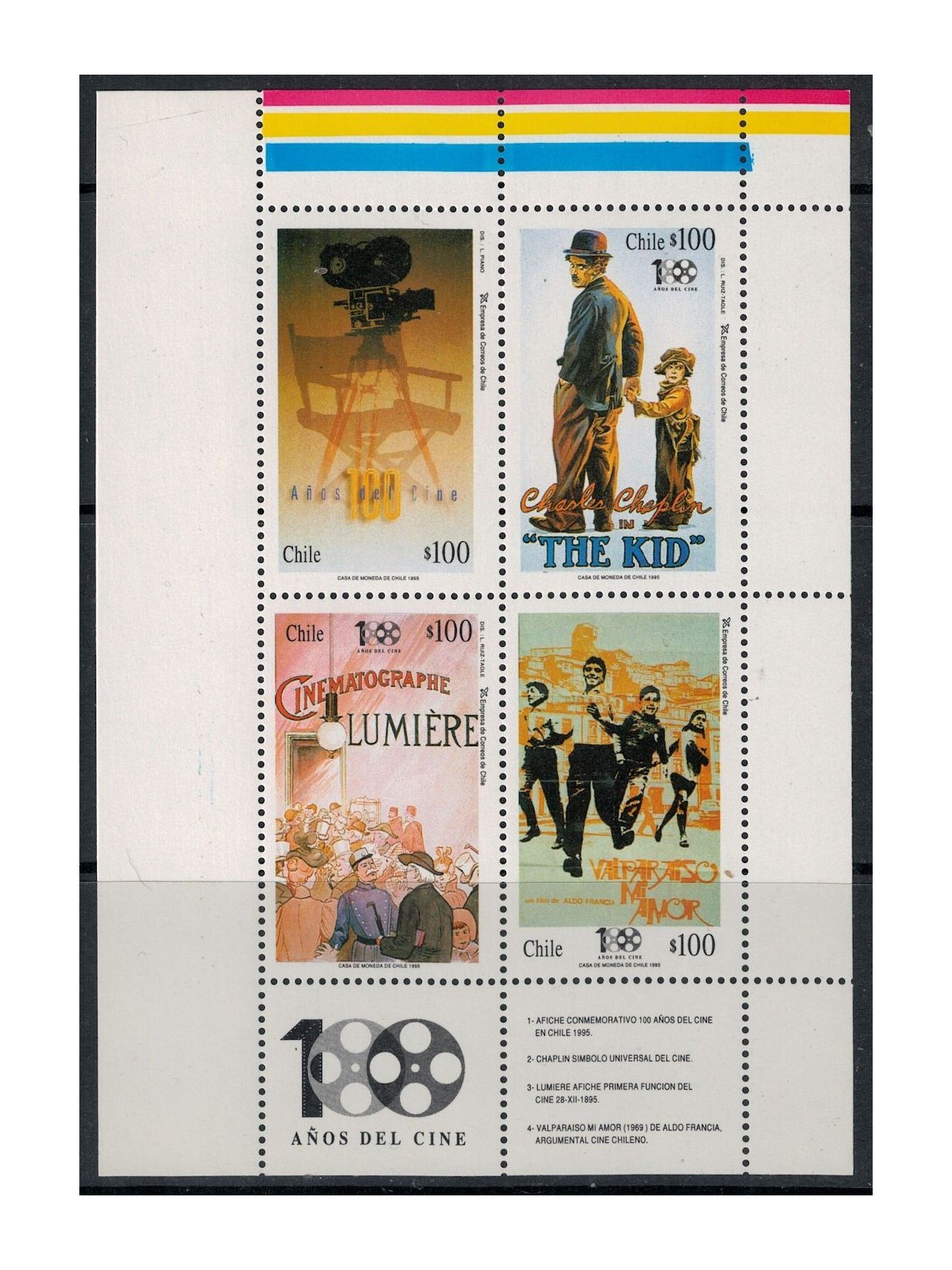 CHILE 1995 Centenary of Cinema 4v MNH**
