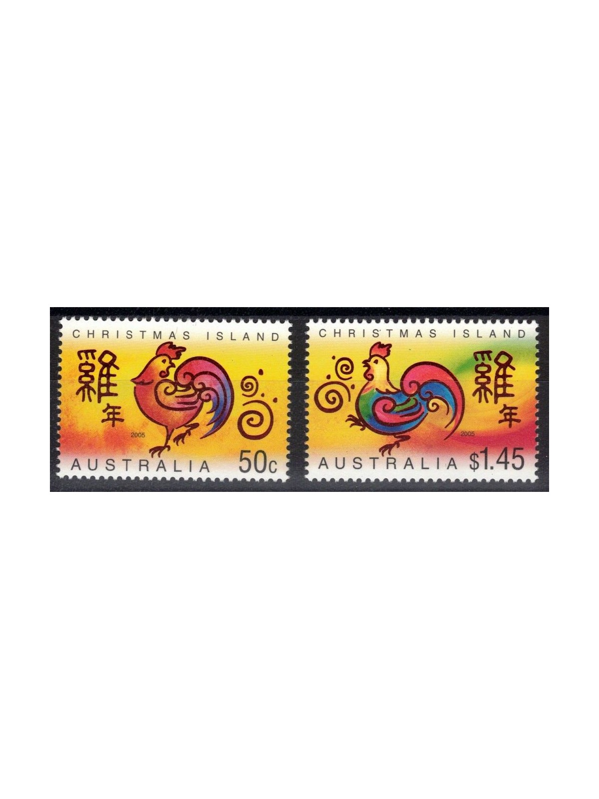 CHRISTMAS ISLAND 2005 Anno del Gallo 2v MNH**