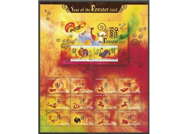 CHRISTMAS ISLAND 2005 Anno del Gallo 12v + 1 BF MNH**