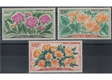CONGO (BRAZZAVILLE) 1961 Fiori, posta aerea 3v MNH**