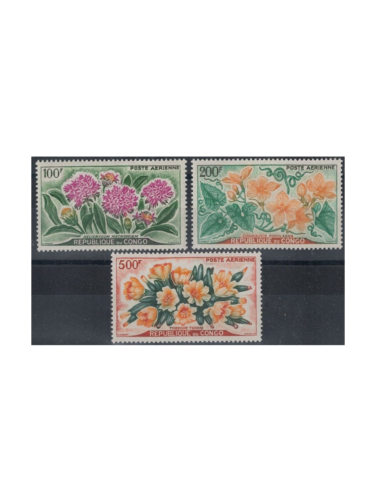 CONGO (BRAZZAVILLE) 1961 Fiori, posta aerea 3v MNH**