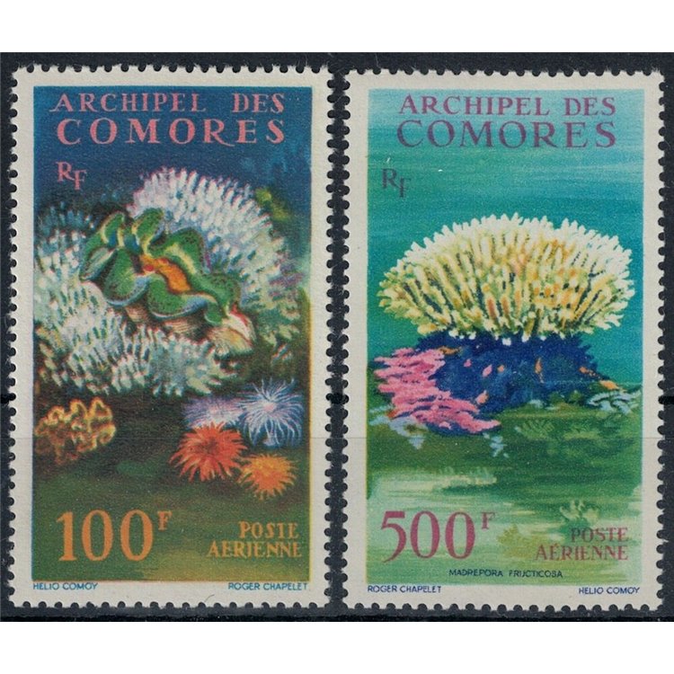 COMOROS 1962 Marine fauna and flora 2v MNH**