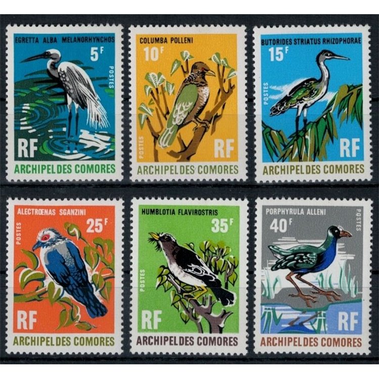 COMOROS 1971 Fauna, Birds 6v MNH**