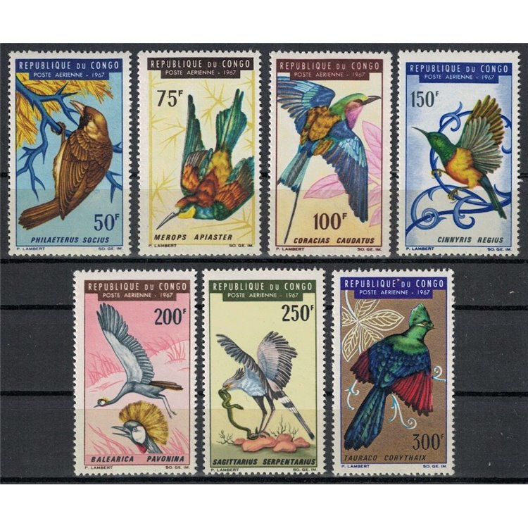 CONGO (BRAZZAVILLE) 1967 Birds, airmail 7v MNH**