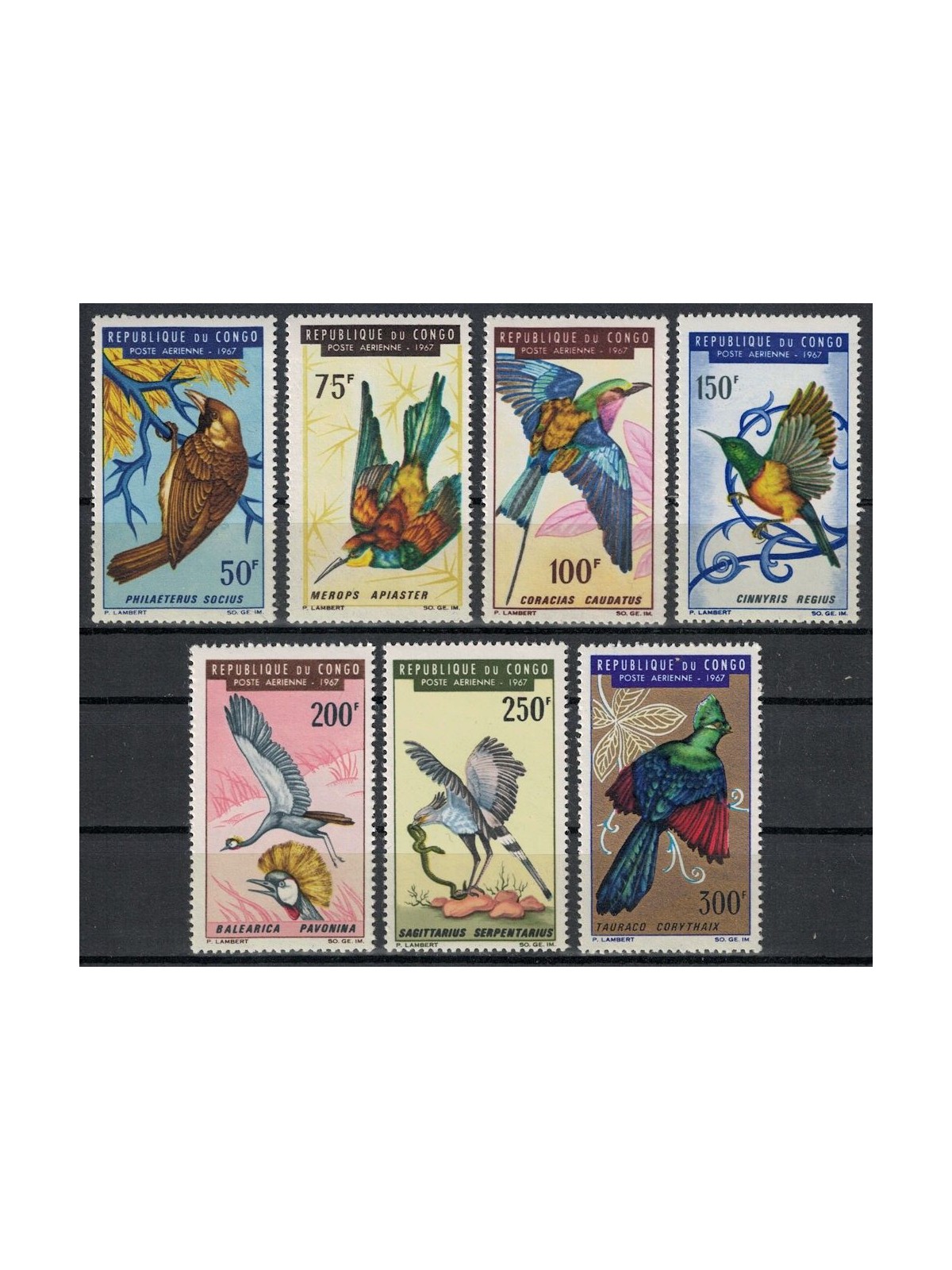 CONGO (BRAZZAVILLE) 1967 Birds, airmail 7v MNH**