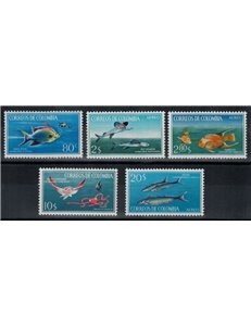COLOMBIA 1966 Fauna marina, pesci 5v MNH**