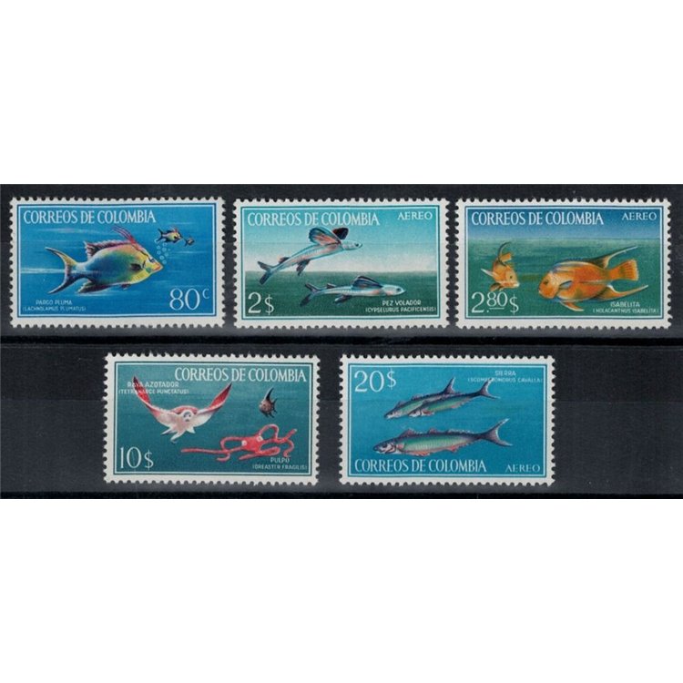 COLOMBIA 1966 Marine fauna, fish 5v MNH**