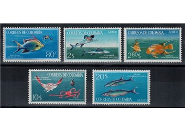 COLOMBIA 1966 Fauna marina, pesci 5v MNH**