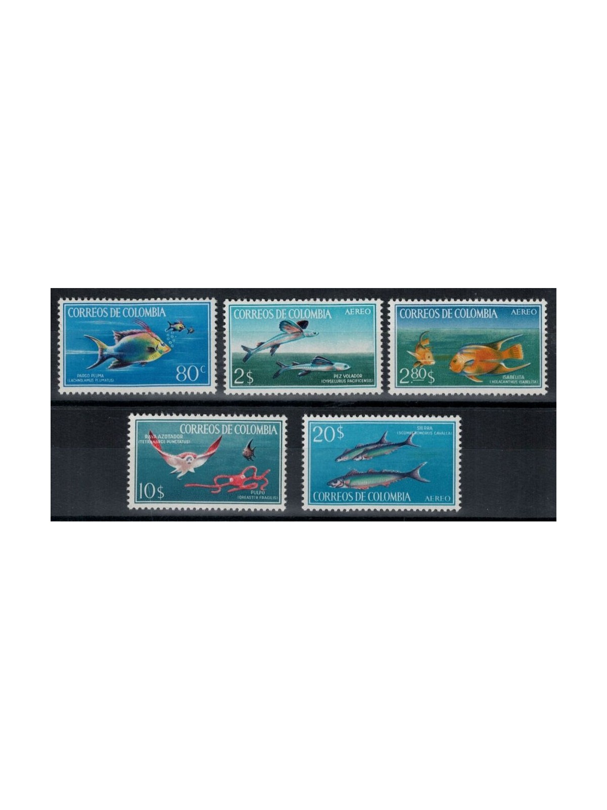 COLOMBIA 1966 Fauna marina, pesci 5v MNH**