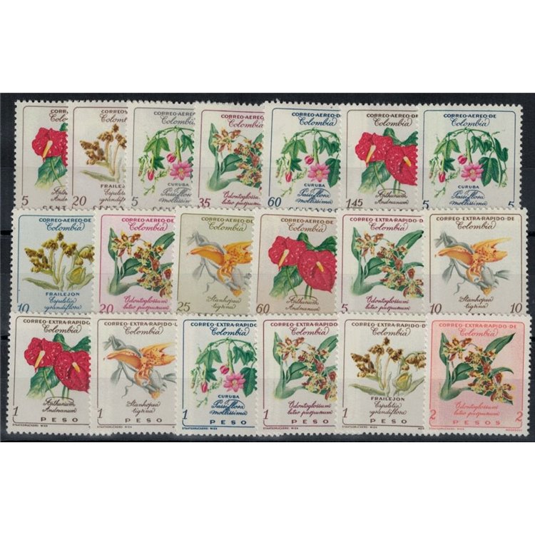 COLOMBIA 1960 Flora, fiori 19v MNH**